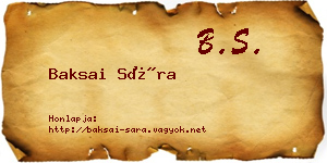 Baksai Sára névjegykártya