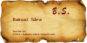 Baksai Sára névjegykártya