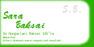 sara baksai business card